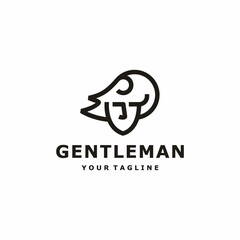Portrait of man line art logo vector
