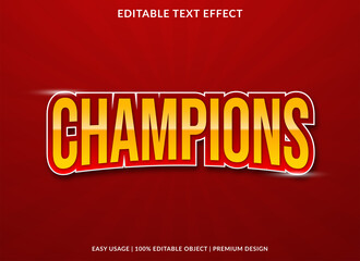 champions text effect with bold style use for business brand and logo 