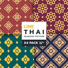 set of  thai traditional art seamless pattern in new style