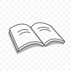 Book icon vector illustration on transparent background.