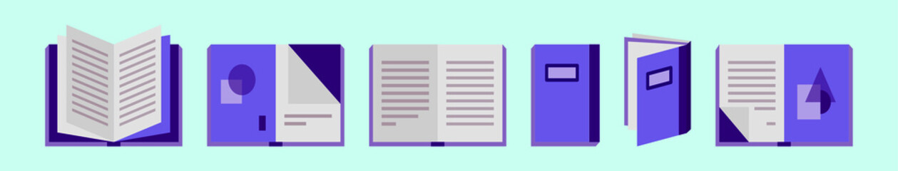 set of book cartoon icon design template with various models. vector illustration isolated on blue background