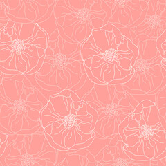 Seamless pattern with flowers. Hand drawn floral background. Artwork for textiles, fabrics, souvenirs, packaging and greeting cards.