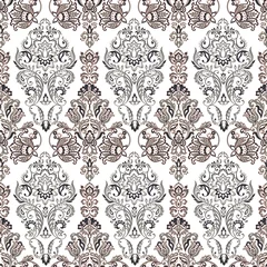 Poster Vector Floral textured print. Damask Seamless vintage pattern. Can be used for wallpaper, fabric, invitation © antalogiya