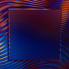 Abstract framed background. Colorful vibrant wavy design wallpaper. Creative graphic 2d illustration with centered frame. Trendy fluid cover with dynamic shapes flow.