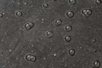 background puddle rain / circles and drops in a puddle, texture with bubbles in the water, autumn rain