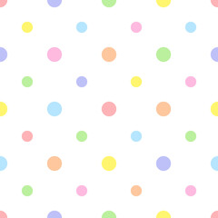 Rainbow seamless polka dot pattern, vector illustration. Seamless pattern with pastel colorful circles. Kids pastel rainbow geometric background © Irin Fierce