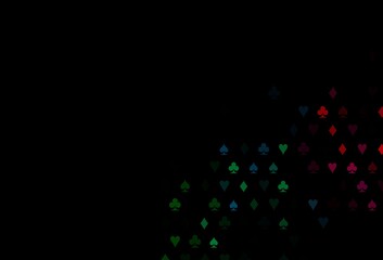 Dark Multicolor, Rainbow vector texture with playing cards.