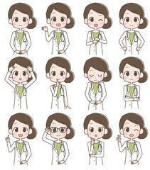 女性医師　表情セット