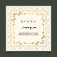 Invitation template with vintage ornamental frame. - Vector.