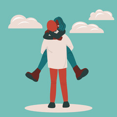 a pair of lovers a man holding a girl in his arms