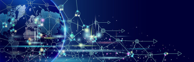 Technology network and global communication concept.