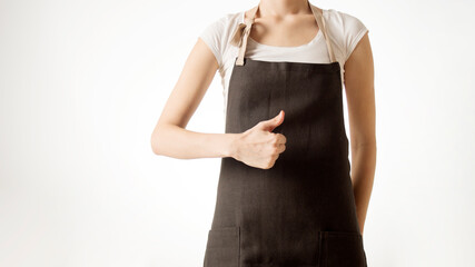 Isolated small business lady owner or barista with apron