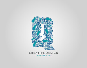 Water Splash Q Letter Logo Icon, water droplets and splash alphabet icon. © bintank