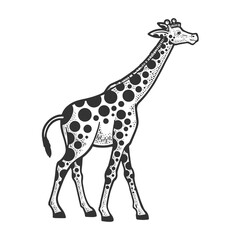 Giraffe circles spots sketch raster illustration