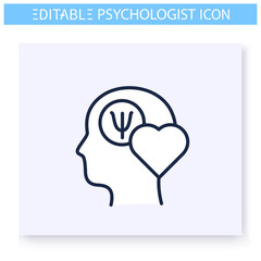 Psychological health line icon. Psychics, cognitive health. Lifestyle. Psychotherapy. Mental healthcare and treatment concept. Isolated vector illustration. Editable stroke 