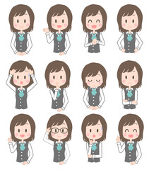 女性事務員　表情セット