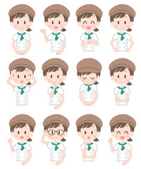 パティシエ　カフェ　表情セット