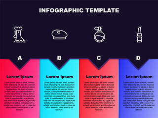 Set line French rooster, beret, Perfume and Lipstick. Business infographic template. Vector.