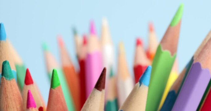 Many different colorful pencils, closeup