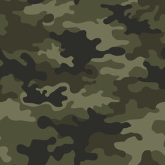 Fototapeta premium Camouflage pattern green. Military texture. Print on fabric. Vector