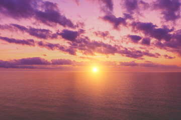 Seascape in the early morning. Sunrise over the sea. Nature landscape