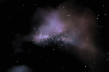 Star field in galaxy space with colorful nebula. Sci fi background of deep space. Ethereal wallpaper.