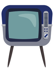 Retro television on legs. Old TV in cartoon style.