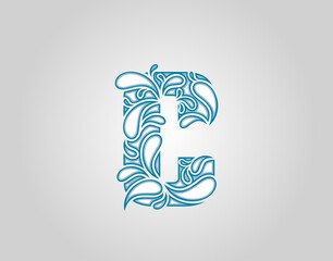Water Splash,  Initial C Letter Logo Icon, water droplets and splash doodle alphabet icon.