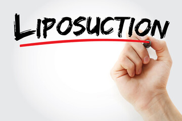 Liposuction text with marker, concept background