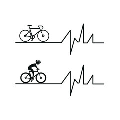 Vector image. Heart rate icon. Cycling sport.