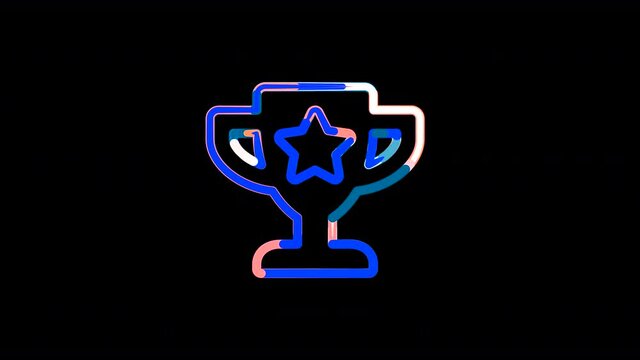 Circles gather in symbol trophy star. After it crumbles in a line and moves to the camera. Alpha channel black