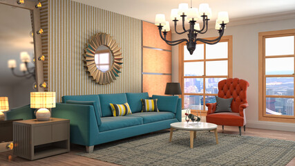 Interior of the living room. 3D illustration