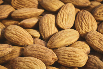 Close up picture of almonds, selective focus.