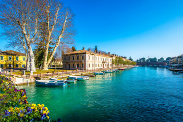 Climate port in Peschiera del Garda on Lake Garda - obrazy, fototapety, plakaty