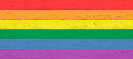 colors of the lgtb flag on wood with grain. rainbow flag