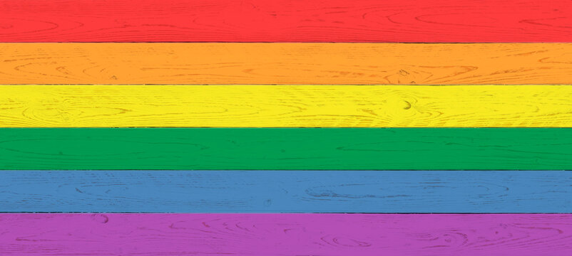 colors of the lgtb flag on wood with grain. rainbow flag