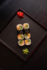 Sushi rolls japanese cuisine restaurant menu food
