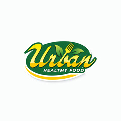 Urban healthy food typography logo template