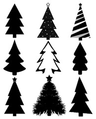 Obraz premium Set icons Christmas tree, Xmas fir symbols, graphic design template, app icons, vector illustration