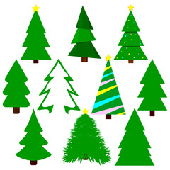 Set icons Christmas tree, Xmas fir symbols, graphic design template, app icons, vector illustration