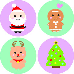 Cute Christmas Icon Design Set