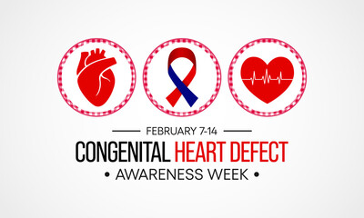 Vector illustration on the theme of Congenital Heart Defect Awareness Week observed each year during February 7–14 to promote awareness and education about congenital heart defects (CHDs).