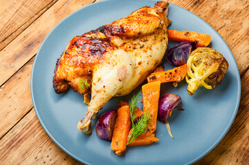 Roasted partridge with pumpkin