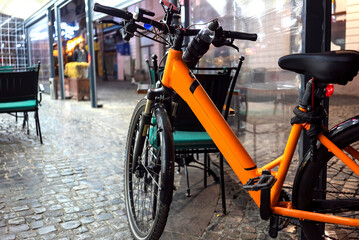 Fototapeta na wymiar Parked bicycle in Bucharest, Romania