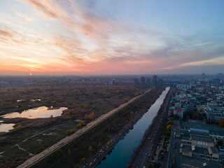 View of Bucharest from the drone, Romania