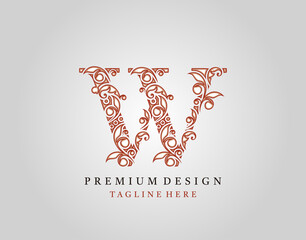 Letter W Luxury logo icon, Elegant flourishes ornament monogram design vector.