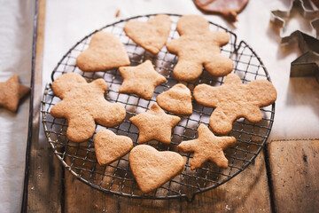Different shaped gingerbread cookies 