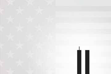 Remembering 20 Years of 9 11, Patriot day. Terrorist attacks, september 2001. Simple illustration with copy space, empty space to write a text.  Perfect for a poster, banner, wallpaper