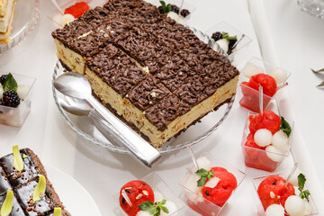 Candy bar. Delicious wedding reception candy bar dessert table