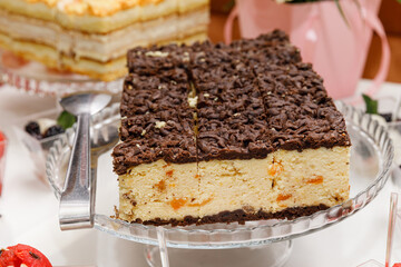 Candy bar. Delicious wedding reception candy bar dessert table